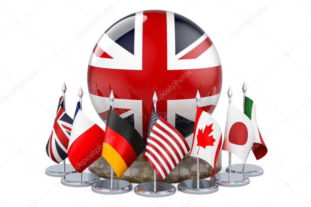 G7 meeting in the UK concept, 3D rendering isolated on white background