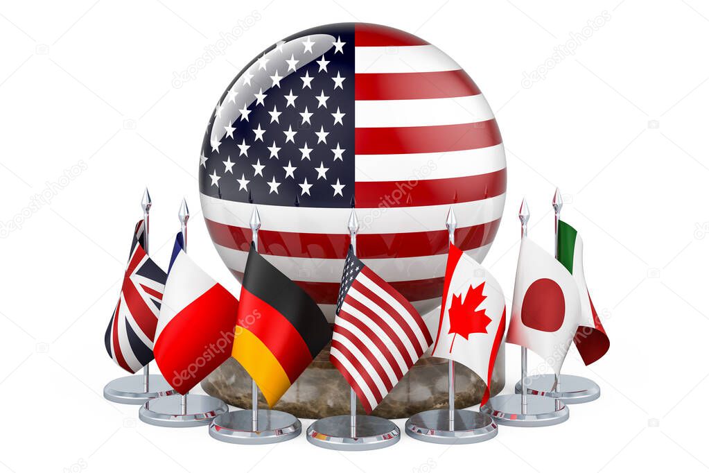 G7 meeting in the USA concept, 3D rendering isolated on white background
