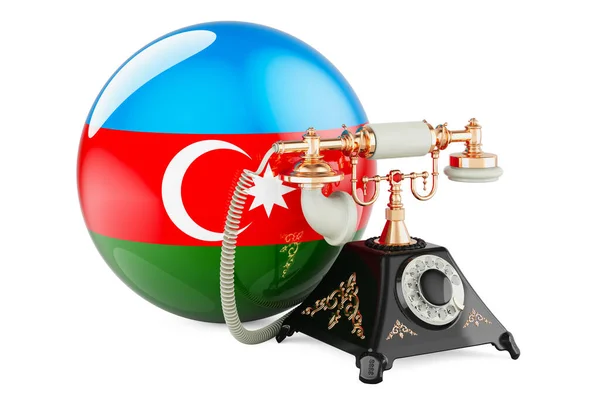 Telefon Ázerbájdžánskou Vlajkou Komunikační Služby Ázerbájdžánu Koncept Vykreslování Izolované Bílém — Stock fotografie