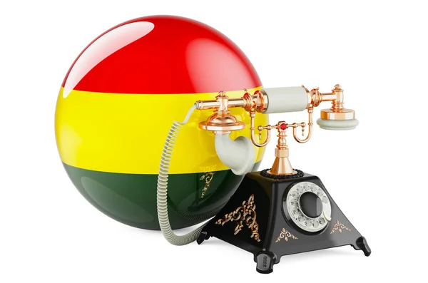 Telefon Med Boliviansk Flagga Kommunikationstjänster Bolivia Koncept Rendering Isolerad Vit — Stockfoto