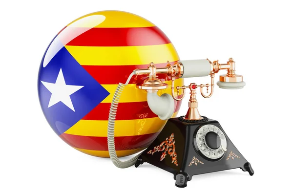 Telefono Con Bandiera Catalana Servizi Comunicazione Catalogna Concetto Rendering Isolato — Foto Stock