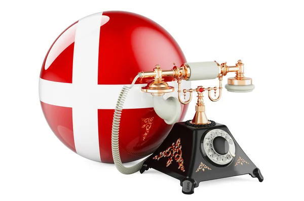 Telefon Dánskou Vlajkou Komunikační Služby Dánsku Vykreslování Izolované Bílém Pozadí — Stock fotografie