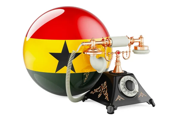 ガーナの旗を持つ電話 ガーナの通信サービス コンセプト 白い背景に隔離された3Dレンダリング — ストック写真