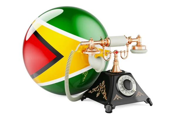 Telefon Guyanskou Vlajkou Komunikační Služby Gayaně Koncept Vykreslování Izolované Bílém — Stock fotografie