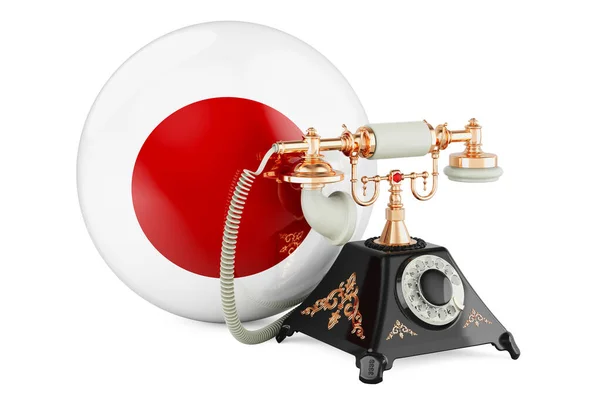 用日本国旗打电话日本的通信服务 在白色背景上孤立的3D渲染 — 图库照片