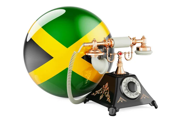 Telefonon Jamaikai Zászlóval Kommunikációs Szolgáltatások Jamaicában Koncepció Renderelés Elszigetelt Fehér — Stock Fotó