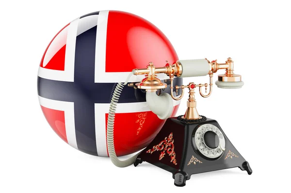 Telefon Med Norsk Flagga Kommunikationstjänster Norge Koncept Rendering Isolerad Vit — Stockfoto