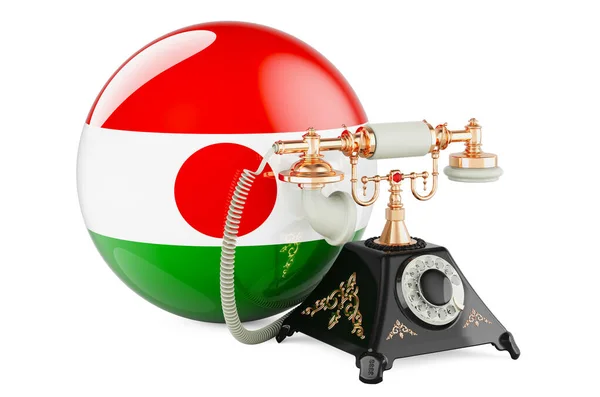Telefon Vlajkou Nigeru Komunikační Služby Nigeru Koncept Vykreslování Izolované Bílém — Stock fotografie