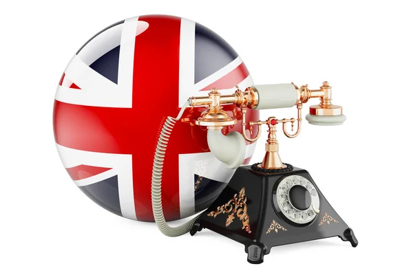 Telefon Brit Zászlóval Kommunikációs Szolgáltatások Nagy Britanniában Koncepció Renderelés Elszigetelt — Stock Fotó