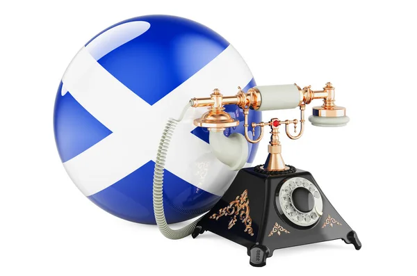 Telefon Skotskou Vlajkou Komunikační Služby Skotsku Koncept Vykreslování Izolované Bílém — Stock fotografie