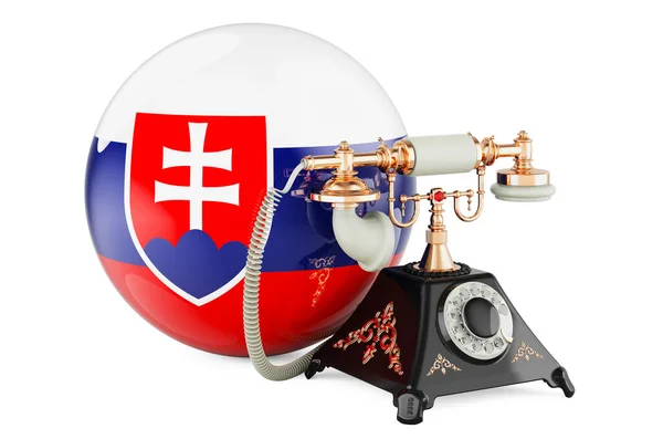 Telefon Flagą Słowacką Usługi Komunikacyjne Słowacji Koncepcja Rendering Izolowany Białym — Zdjęcie stockowe