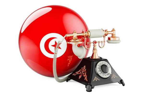 Telefono Con Bandiera Tunisina Servizi Comunicazione Tunisia Concetto Rendering Isolato — Foto Stock