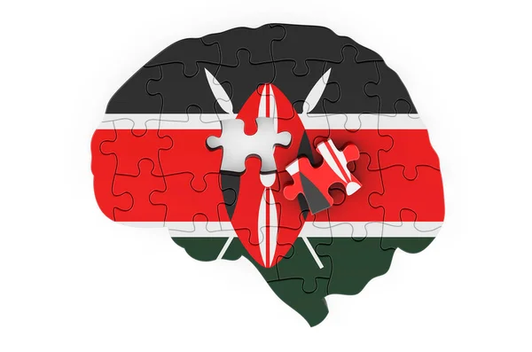 국기는 퍼즐에서 그려졌습니다 과학적 연구와 케냐의 배경에 렌더링 — 스톡 사진