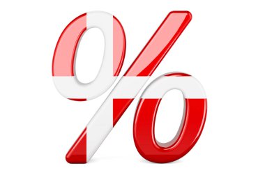 Danimarka bayrağıyla yüzde, beyaz arkaplanda 3D görüntüleme