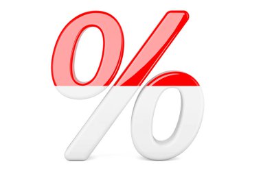 Endonezya, Monako bayrağı ve beyaz arkaplanda 3 boyutlu görüntüleme yüzdesi