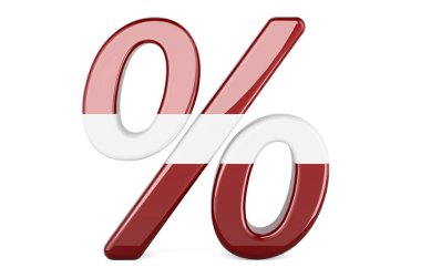 Letonya bayrağıyla yüzde, beyaz arkaplanda 3D görüntüleme