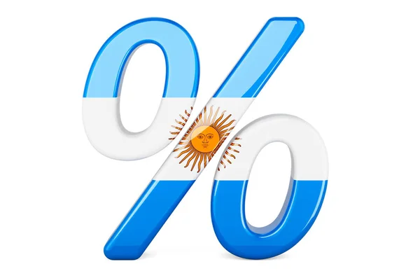 Percentagem Com Bandeira Argentina Renderização Isolada Fundo Branco — Fotografia de Stock
