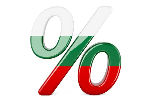 带有保加利亚国旗的百分比 3D渲染在白色背景上孤立 — 图库照片
