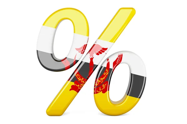 Percent Bruneian Flag Rendering Isolated White Background — Stock Photo, Image