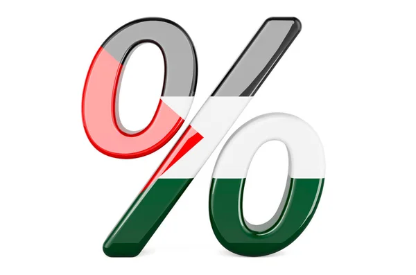 Percentagem Com Bandeira Palestina Renderização Isolada Fundo Branco — Fotografia de Stock