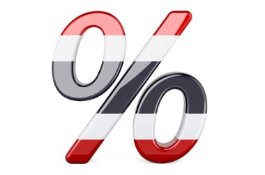 Tayland bayrağıyla yüzde, beyaz arkaplanda 3D görüntüleme