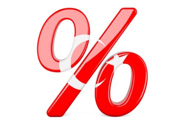 Türk bayrağıyla yüzde üç boyutlu görüntüleme beyaz arkaplanda izole edildi