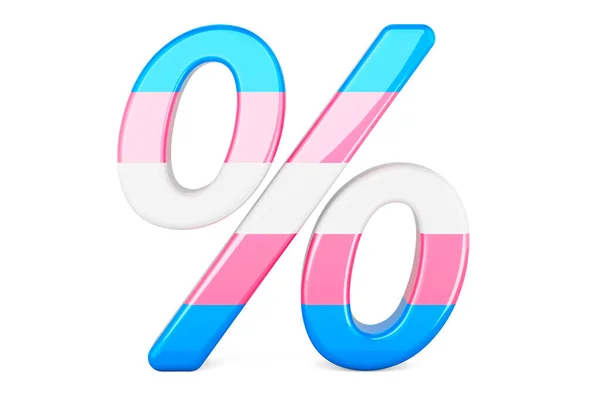 Prozent Mit Transgender Flagge Darstellung Isoliert Auf Weißem Hintergrund — Stockfoto
