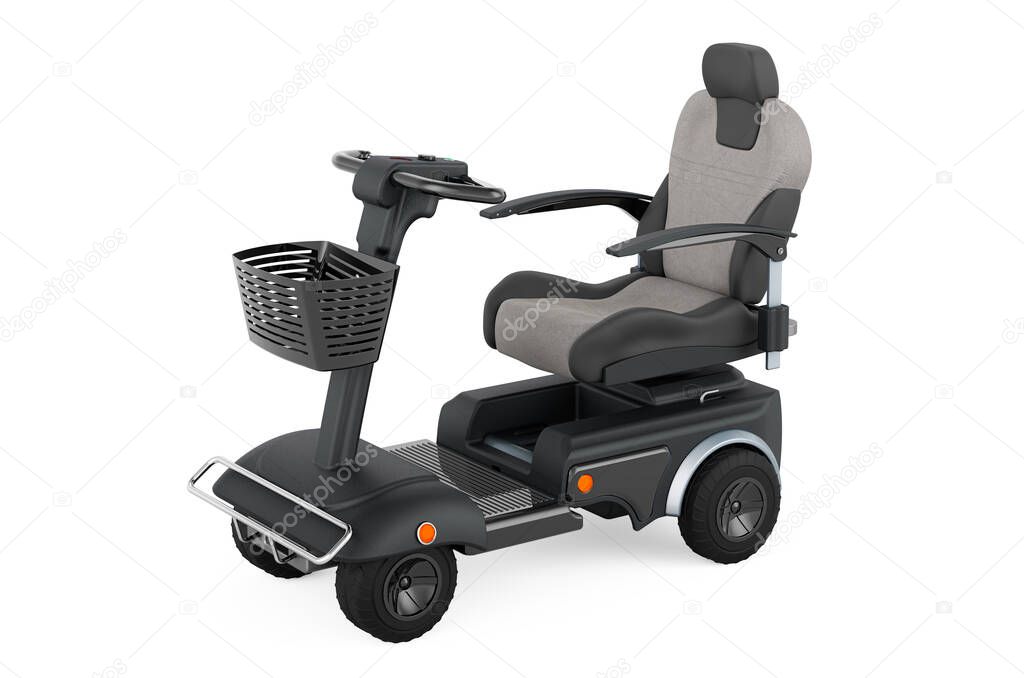 Powered mobility scooter, 3D rendering isolated on white background