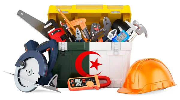 Algerische Flagge Auf Den Werkzeugkasten Gemalt Service Reparatur Und Bau — Stockfoto