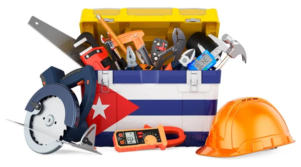Bandera Cubana Pintada Caja Herramientas Servicio Reparación Construcción Cuba Concepto —  Fotos de Stock
