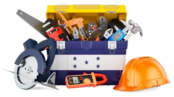 Honduranische Flagge Auf Den Werkzeugkasten Gemalt Service Reparatur Und Bau — Stockfoto