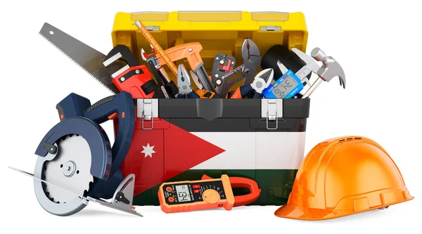 Jordanische Flagge Auf Den Werkzeugkasten Gemalt Service Reparatur Und Bau — Stockfoto