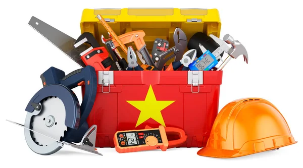 Vietnamesische Flagge Auf Den Werkzeugkasten Gemalt Service Reparatur Und Bau — Stockfoto