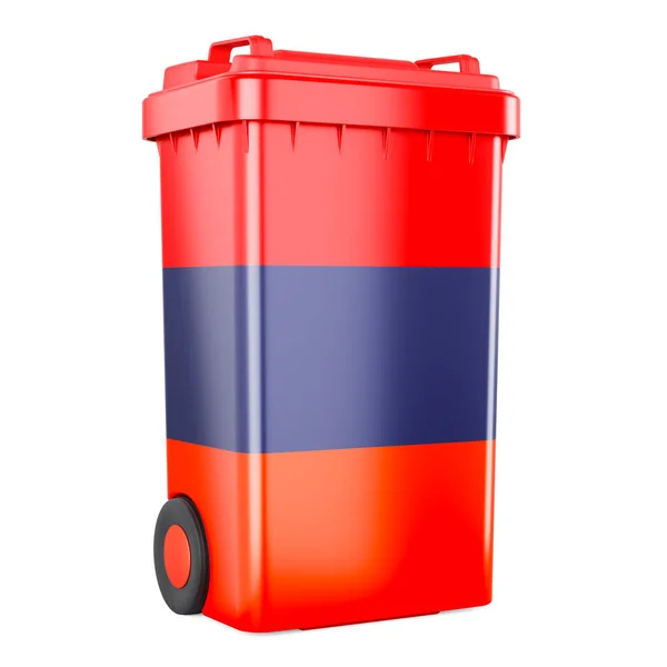 Odpadkový Kontejner Arménskou Vlajkou Vykreslování Izolované Bílém Pozadí — Stock fotografie