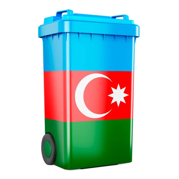 アゼルバイジャンの旗を持つ廃棄物コンテナ 白い背景に隔離された3Dレンダリング — ストック写真
