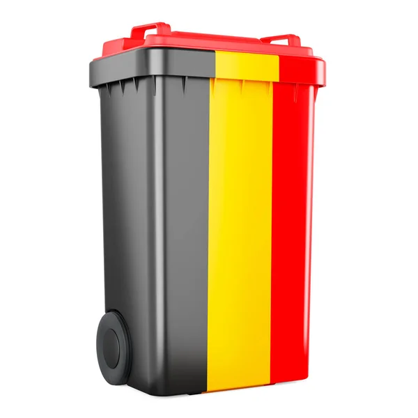 Odpadkový Kontejner Belgickou Vlajkou Vykreslování Izolované Bílém Pozadí — Stock fotografie