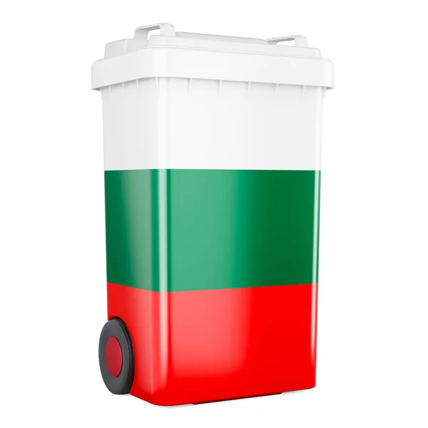 Odpadkový Kontejner Bulharskou Vlajkou Vykreslování Izolované Bílém Pozadí — Stock fotografie