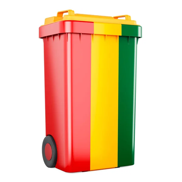 Odpadkový Kontejner Guinejskou Vlajkou Vykreslování Izolované Bílém Pozadí — Stock fotografie
