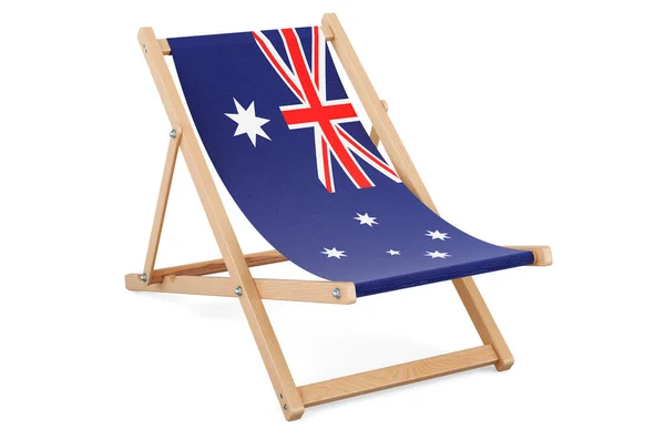 Tumbona Con Bandera Australiana Australia Vacaciones Tours Paquetes Viaje Concepto —  Fotos de Stock