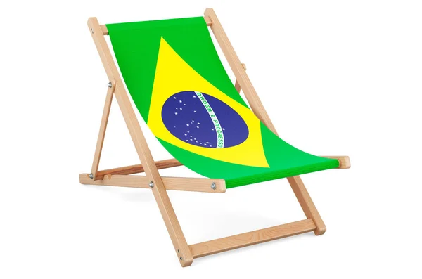 Tumbona Con Bandera Brasileña Brasil Vacaciones Tours Paquetes Viaje Concepto —  Fotos de Stock