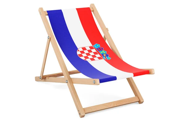 Tumbona Con Bandera Croata Croacia Vacaciones Tours Paquetes Viaje Concepto —  Fotos de Stock