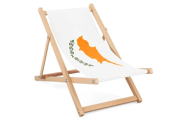 有塞浦路斯国旗的桌椅 塞浦路斯度假 旅行套餐 在白色背景上孤立的3D渲染 — 图库照片