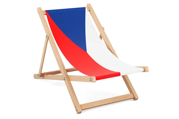 有捷克国旗的躺椅 捷克共和国度假 旅行套餐 在白色背景上孤立的3D渲染 — 图库照片