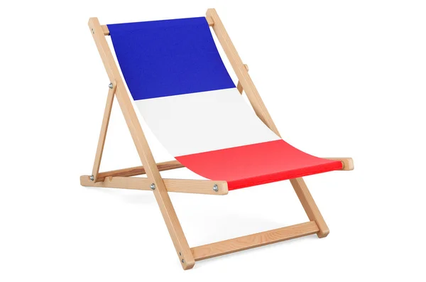 Fedélzeti Szék Francia Zászlóval Franciaország Nyaralás Túrák Utazási Csomagok Koncepció — Stock Fotó