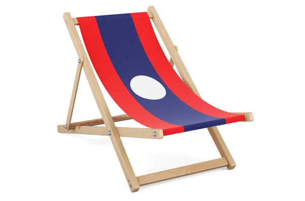 Deckchair Laotian Flag Laos Vacation Tours Travel Packages Concept Rendering — Stockfoto