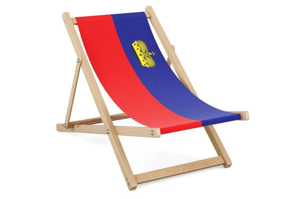 Deckchair Liechtensteiner Flag Liechtenstein Vacation Tours Travel Packages Concept Rendering — Stock Photo, Image
