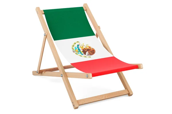 Tumbona Con Bandera Mexicana México Vacaciones Tours Paquetes Viaje Concepto — Foto de Stock