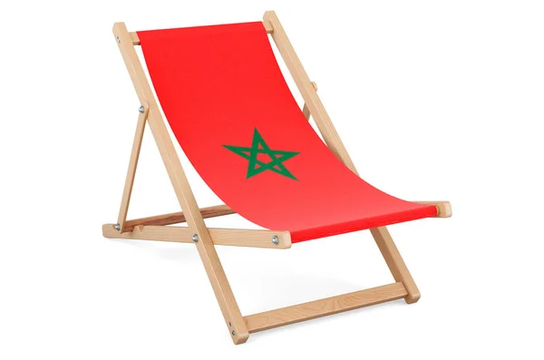 Sedia Sdraio Con Bandiera Marocchina Marocco Vacanze Tour Pacchetti Viaggio — Foto Stock