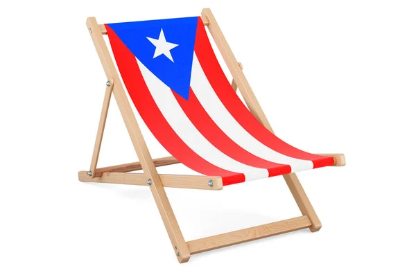 Tumbona Con Bandera Puertorriqueña Vacaciones Puerto Rico Tours Paquetes Viaje —  Fotos de Stock