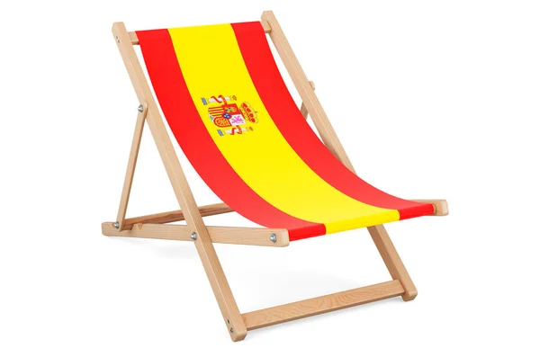 Deckchair Spanish Flag Spain Vacation Tours Travel Packages Concept Rendering — Stock Photo, Image